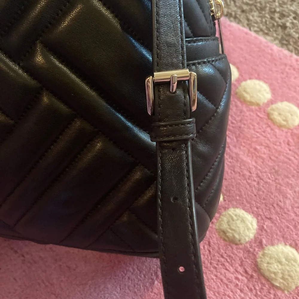 Michael Kors Vegan Leather Quilted Black Abbey Backpack Purse Butter Soft Shine
